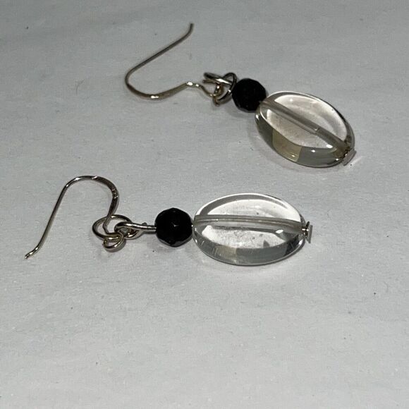 Genuine Crystal Stone Earrings, Sterling Silver Hand Carved Earrings, NWOT - Picture 5 of 5